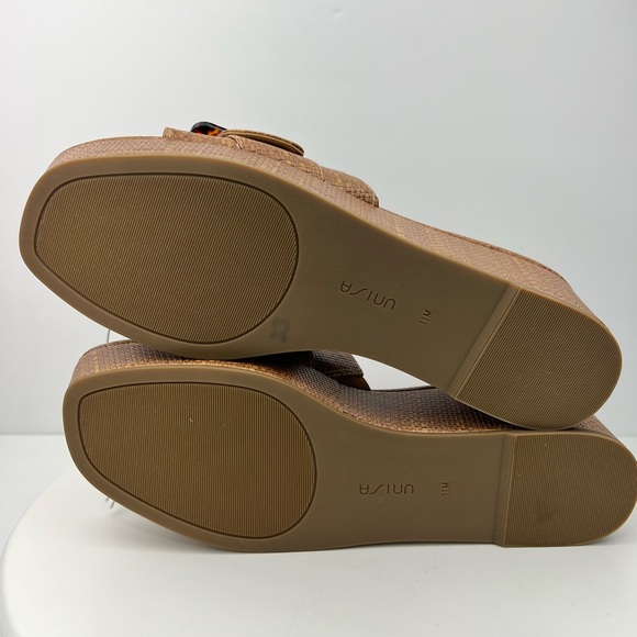 New Unisa Platform Woven Brown Buckle Wedge Sandal Womens Size 11 Shoes Heels - Picture 9 of 10